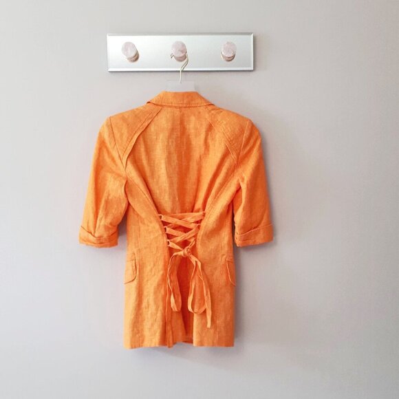NWT Nanette Lepore orange linen blazer jacket with corset style detailing, 0 - Picture 6 of 8